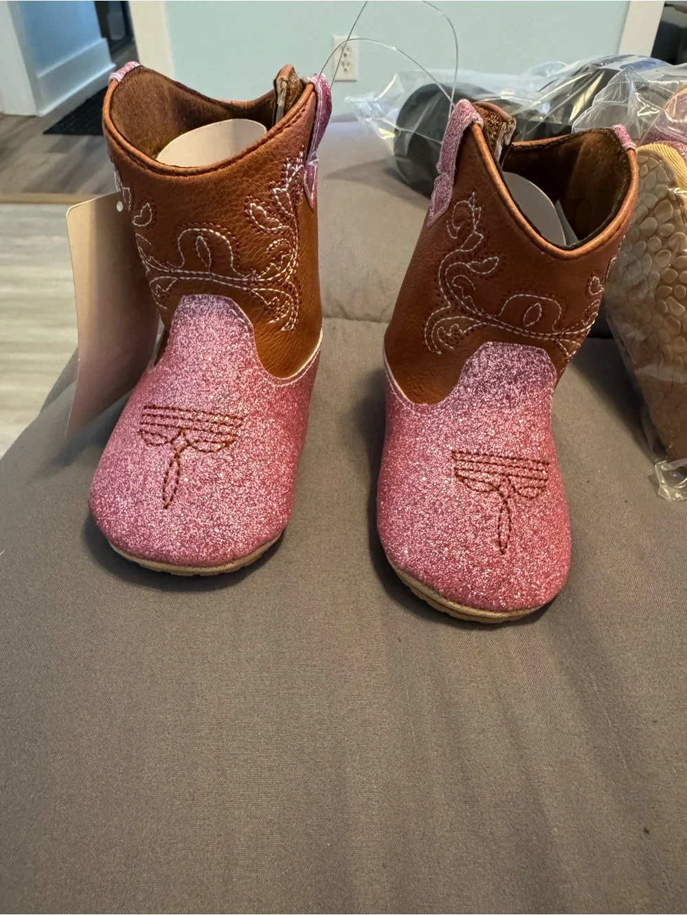 Girls Pink Glitter Cowboy Boots - Kids Western Shoes